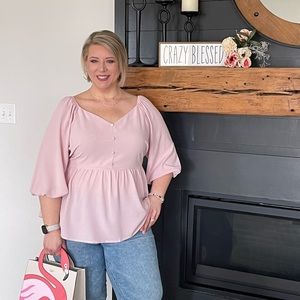 Andrée By Unit Light Pink Mid Sleeve Blouse